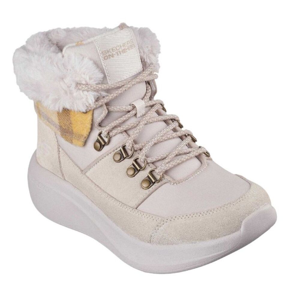 Skechers Womens/Ladies On The Go Faux Fur Trim Ankle Boots / Natural